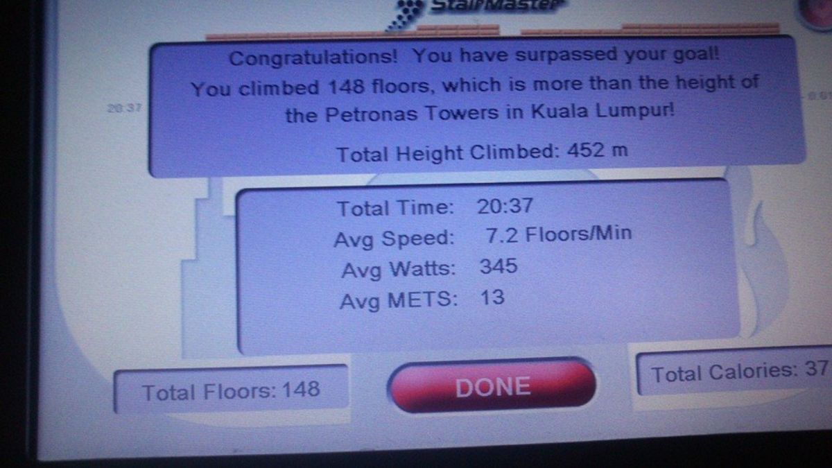 Stairmaster LCD-skjerm med info om treningsøkten